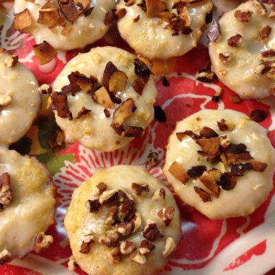 Coconut Mini Donuts with Vanilla Glaze