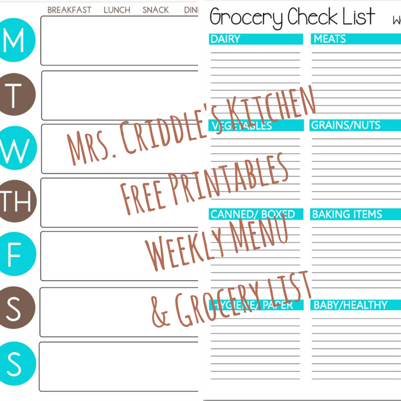 Free Printable Weekly Menu & Grocery List to keep you ON PLAN!