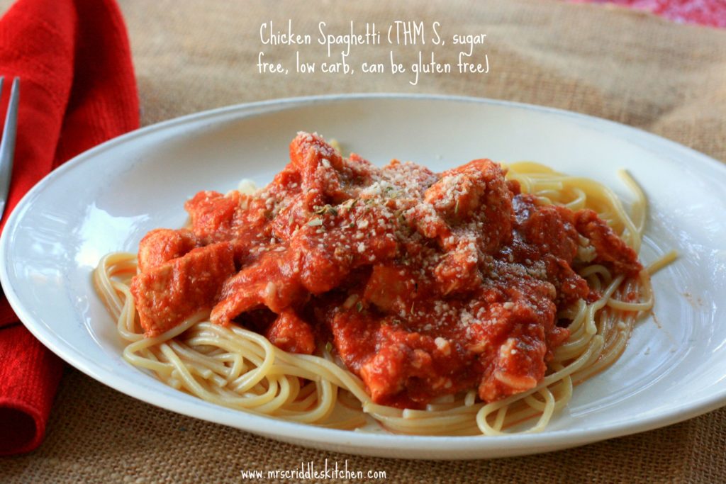 Chicken Spaghetti- a different take on "regular" spaghetti. THM S, Sugar Free, Low Carb & Gluten Free.