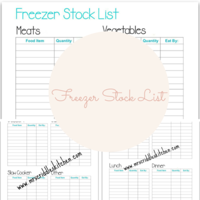 Freezer Stock List Free Printables