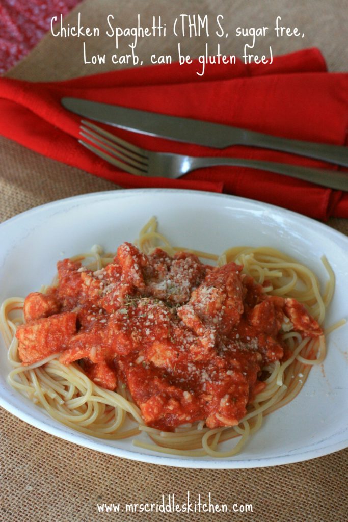 Chicken Spaghetti- a different take on "regular" spaghetti. THM S, Sugar Free, Low Carb & Gluten Free.