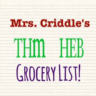 My THM HEB Grocery List