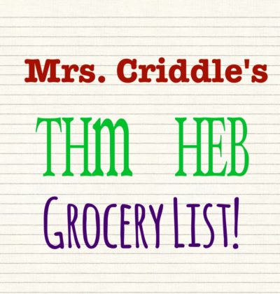 THM HEB GROCERY LIST