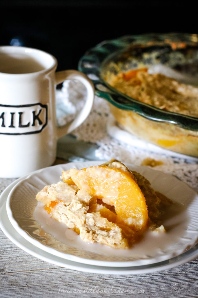 Peach Cobbler Breakfast Bake (THM E, Low Fat, Sugar Free)
