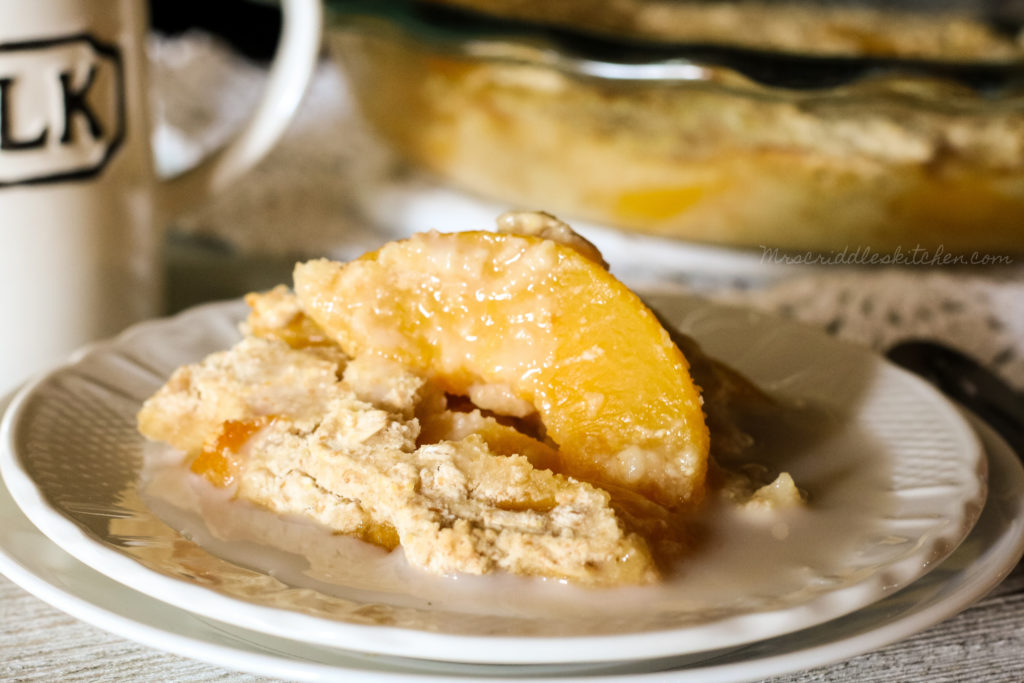 Peach Cobbler Breakfast Bake (THM E, Low Fat, Sugar Free)