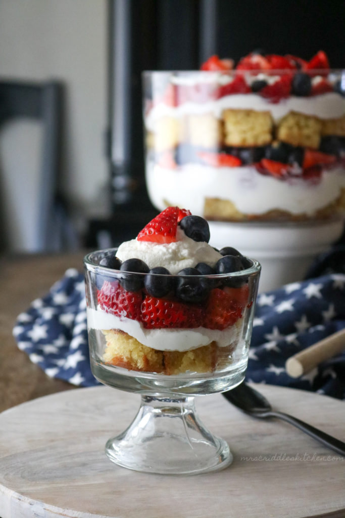 Red White & Blue Trifle- low carb, sugar free, THM S