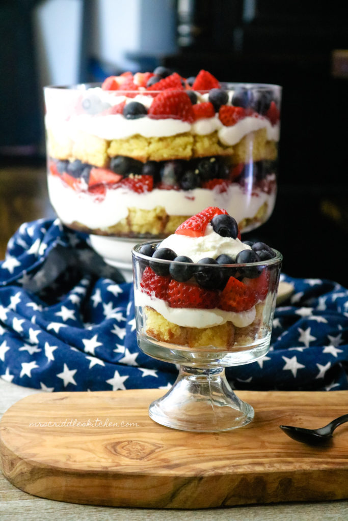 Red White & Blue Trifle- low carb, sugar free, THM S