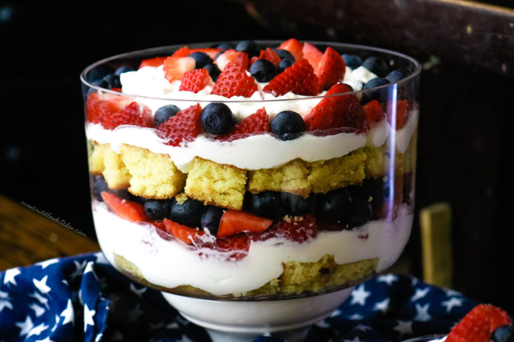 Red White & Blue Trifle- low carb, sugar free, THM S