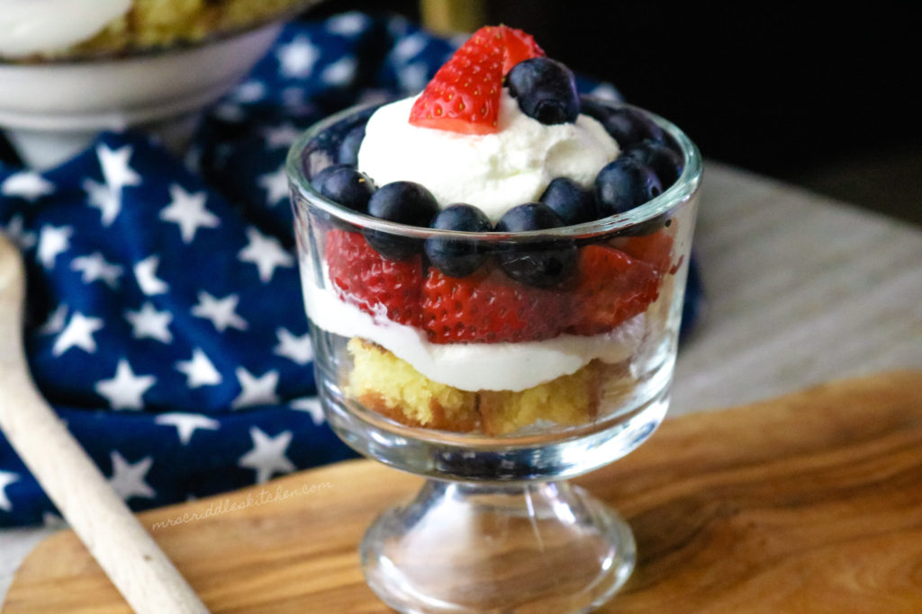 Red White & Blue Trifle- low carb, sugar free, THM S