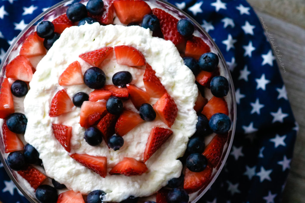 Red White & Blue Trifle- low carb, sugar free, THM S